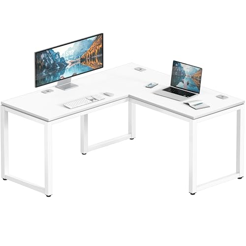 SHW 55 x 60 Commercial-Grade L-Shape Corner Office Computer Desk, White